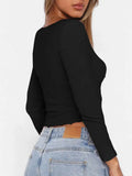 Y2K Sexy Low Cut Kink Bm Long Sleeve Crop Tee