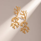 18K GOLD PLATED PEARL TEXTURED CORAL EARRINGS_CWASC1669