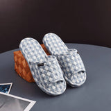 PLAID COTTON FLOOR SLIPPERS WITH THICK FABRIC SOLE_CWSHF0191