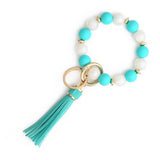 SILICONE BEAD BRACELET KEYCHAIN WITH TASSEL_CWAB5026