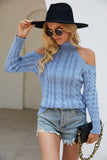 Twisted Half-Shoulder High Neck Knit Jacket