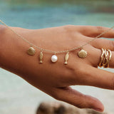 SUMMER BEACH STYLE SHELL PEARL CLAVICLE NECKLACE_CWMM5713