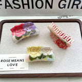 Vintage Two-Flower Acetate Clip Elegant Style