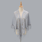 BREATHABLE TASSEL TRIANGLE SCARF HOLLOW KNIT WRAP_CWMM1993