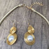 HAND WOVEN IMITATION PEARL NECKLACE EARRING SET_CWMM4741