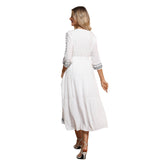 V-Neck Boho Dress With Belted Waist