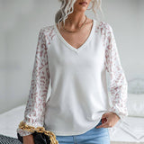 Waffle Patterned Leopard V-Neck Sweater With Base