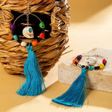 HALLOWEEN SKULL TASSEL RICE BEAD EARRINGS_CWAJE2411