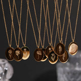 GOLD STAINLESS STEEL DECEMBER FLOWER NECKLACE_CWMM3778