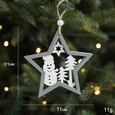 GREY WOODEN HOLLOW CHRISTMAS TREE HANGING ORNAMENT_CWMM9777