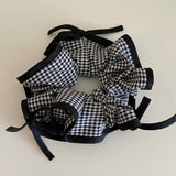 PLAID RIBBON BOW FABRIC HAIRBAND HAIR ACCESSORIES_CWAHA4040