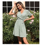 V-Neck Print Lady Mori One-Piece Dress