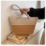 NEW COLOR BLOCK SINGLE SHOULDER STRAW BAG_CWAB1880