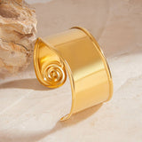 STYLISH 18K GOLD SPIRAL OPEN BANGLE NO FADE_CWAJE4724