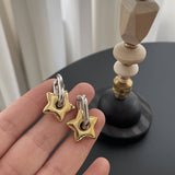 Two-Tone Metal Star Oval Ear Cuff Earrings_cwaje5037
