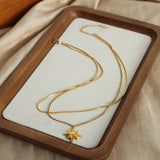 EIGHT POINTED STAR PENDANT DOUBLE LAYERED NECKLACE_CWAJE1087