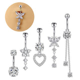 Zircon Belly Ring Set Steel & Copper Piercings_Cwmm9176
