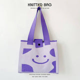 Women Casual Smiley Knitted Shoulder Handbag_Cwab1537