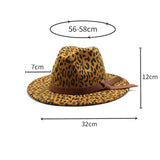 LEOPARD PRINT JAZZ HAT WOOLEN HAT WIDE BRIM HAT_CWAH2544