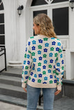 Versatile Flower-Printed Warm Threaded Sweater