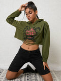 Solid Color Crop Hoodie Streetwear With Sleeves