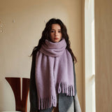 SOFT MERINO WOOL SOLID SCARF WHITE WINTER WRAP_CWASC2294