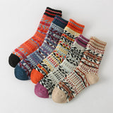 5PR SET RETRO ETHNIC STYLE SOCKS FOR MEN WINTER_CWMS0680
