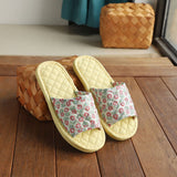 FLORAL COTTON LINEN SLIPPERS WITH SOFT SOLE_CWSHF0174