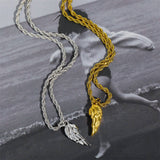 STAINLESS STEEL MENS WING PENDANT NECKLACE_CWMM5558