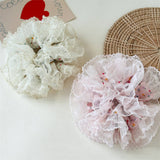 Colorful Floral Ruffled Hair Tie Elastic Durable_Cwaha07530