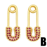 SET WITH COLORED ZIRCON PAPER CLIP EARRINGS_CWAJE1045