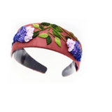EMBROIDERED PURPLE VINE HEADBAND WITH FLORAL ART_CWMM6124