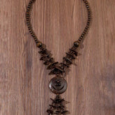 ETHNIC COCONUT SHELL WOOD BEADS VINTAGE NECKLACE_CWMM4391