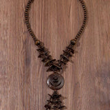ETHNIC COCONUT SHELL WOOD BEADS VINTAGE NECKLACE_CWMM4391