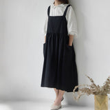 KITCHEN FLORIST WORK LINEN APRON WITH POCKETS_CWMM3295