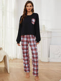 Two-Piece Plaid Printed Trousers Loungewear