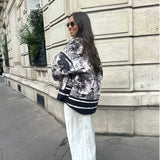 QUILTED JACKET WITH FLORAL PRINT LAPEL_CWOJA1565