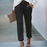 Thin Elastic Leg Sequin Basic Womens Pants