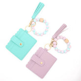 LEATHER CARD BAG TASSEL KEYCHAIN BRACELET_CWAJE0657