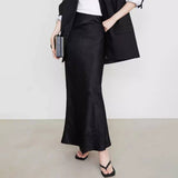 SATIN SKIRT HIGH WAIST ELASTIC PATTERN LONG SKIRT_CWBSS0384