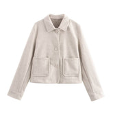 Casual Wool Lapel Blazer With Stylish Everything