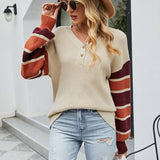 Striped Cardigan Button Knit