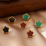 FASHION DOUBLE SIDED FIVE LEAF CLOVER EARRINGS_CWMM3615