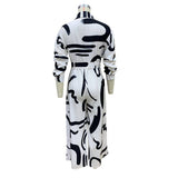 Stylish Casual Print Lapel Baggy Jumpsuit