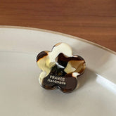 INK BROWN FLORAL MINI HAIR CLAW RETRO BANG CLIP_CWAHA3951