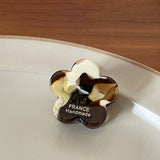 INK BROWN FLORAL MINI HAIR CLAW RETRO BANG CLIP_CWAHA3951