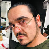 Vintage Rimless Diamond Cut Sunglasses_Cwasg0645