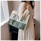 NEW LETTER PRINT TOTE CANVAS SHOULDER BAG_CWAB2679