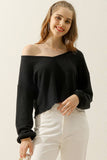 Women V Neck Loose Long Sleeve Blouse_Cwttl1430