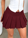 Y2K Style Casual Sexy Solid Color Pleated Skirt